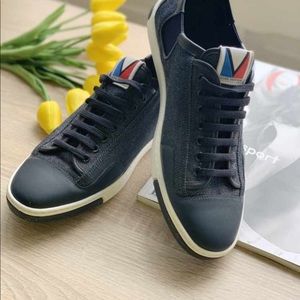 LOUIS VUITTON Leather Denim Men Sneakers Blue